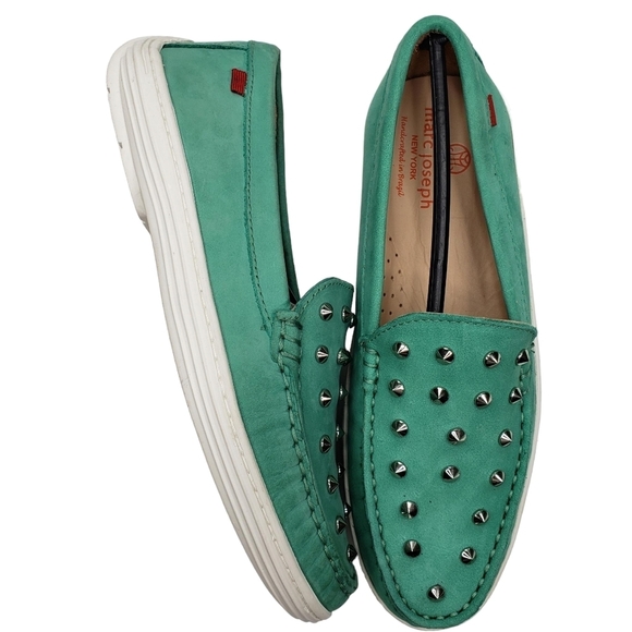 Marc JosephNIB Louisville Turquoise Nobuck Leather Studded Loafers Girl's 4